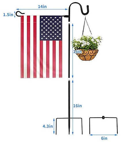 JOYSEUS Garden Flag Holder Stand and Shepherd Hook - 2 Pack - 36 Inch with 1/2 Inch Thick Heavy Duty Rust Resistant Flag Holder Stand for Flag, Solar Lights, and Wreath (Not Including Solar Lights)