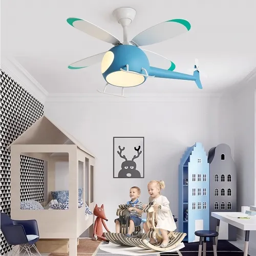 Lámpara de techo para habitación infantil Mute Cartoon Fan Light