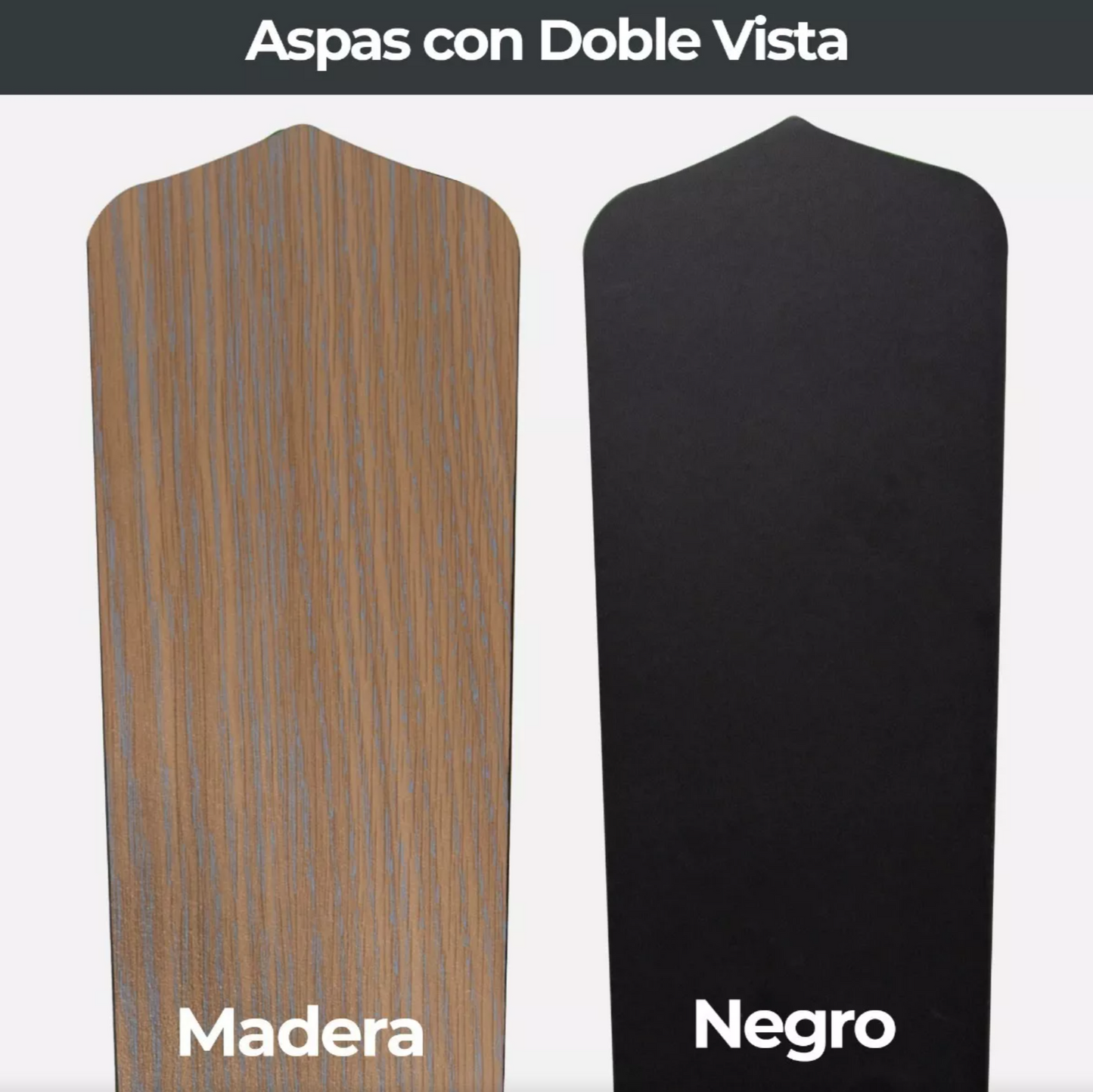 Ventilador de Techo Negro Mate Aspas Negras/Madera Led 42