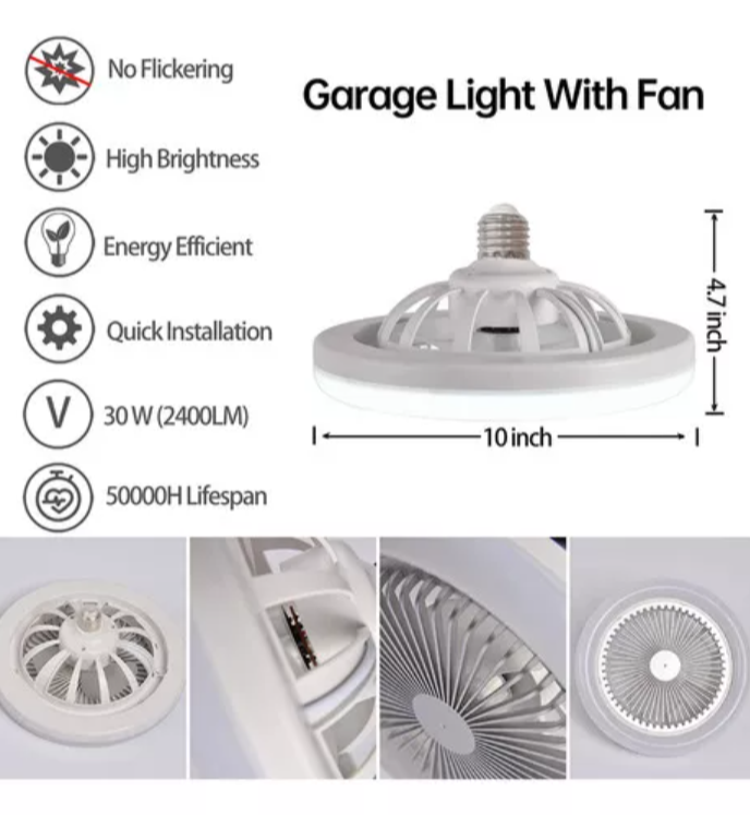 Lámpara De Ventilador Multifunción Foco Led De 30 W