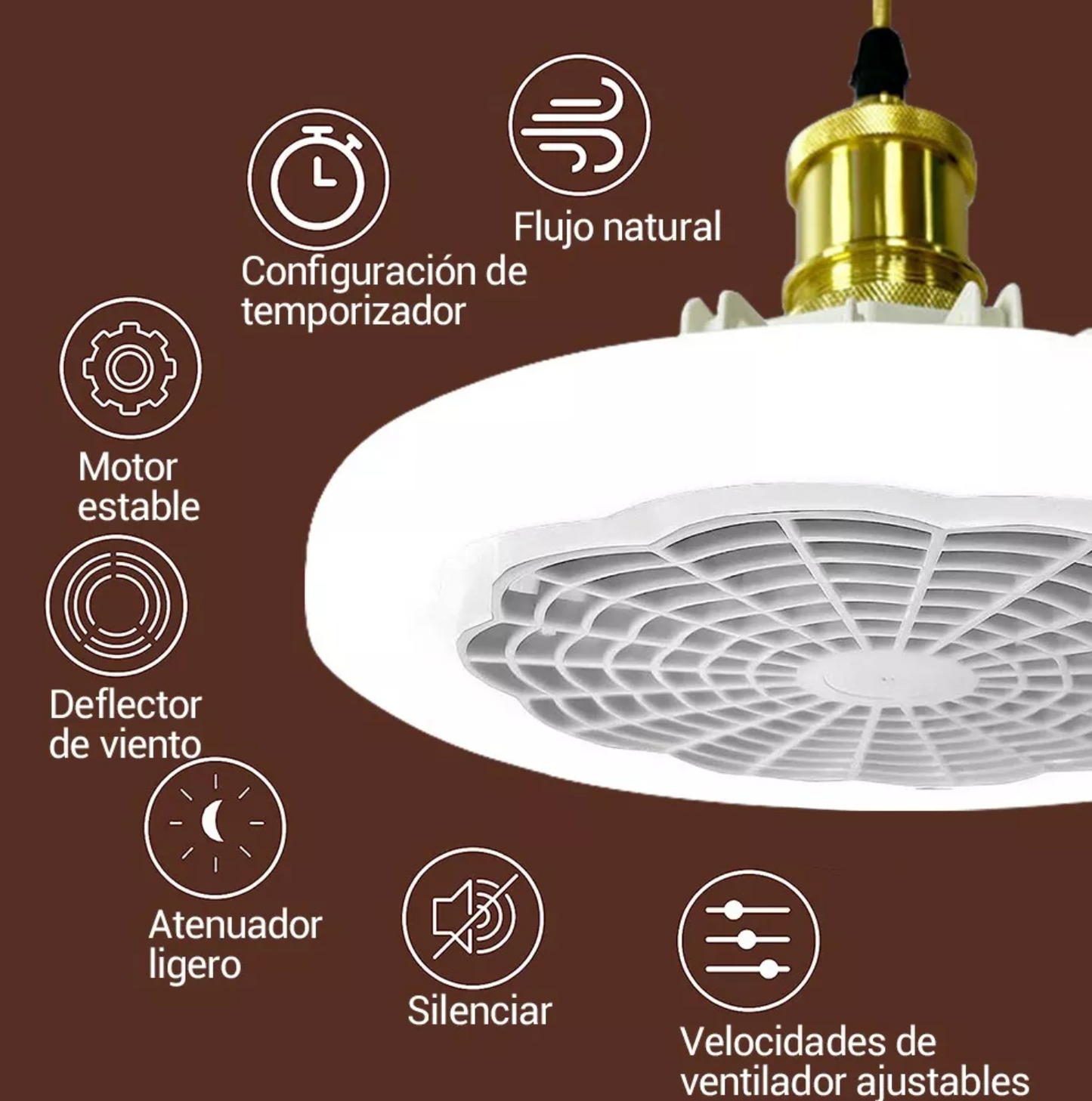 Lámpara De Ventilador Multifunción Foco Led De 30 W