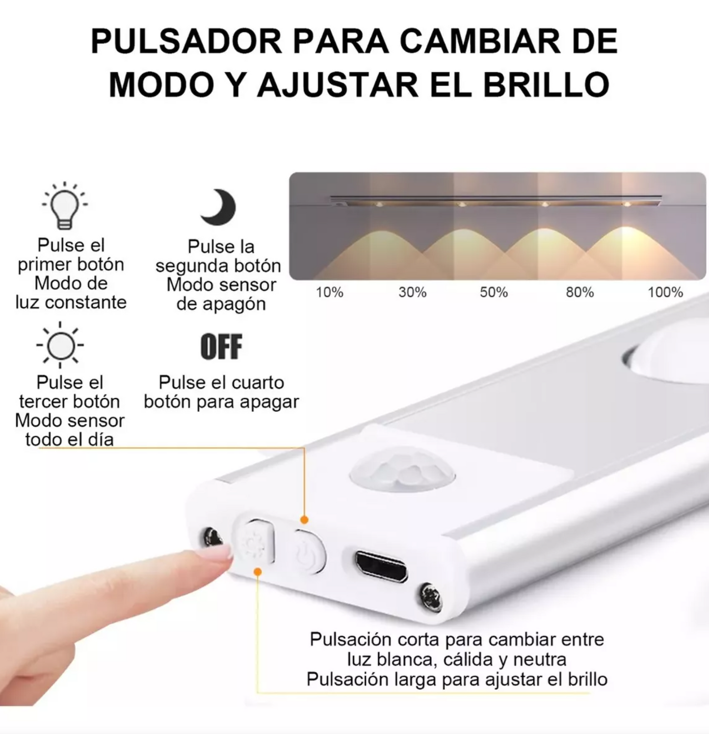 Barra De Luz Led Inteligente Con Sensor De Cuerpo Humano40cm