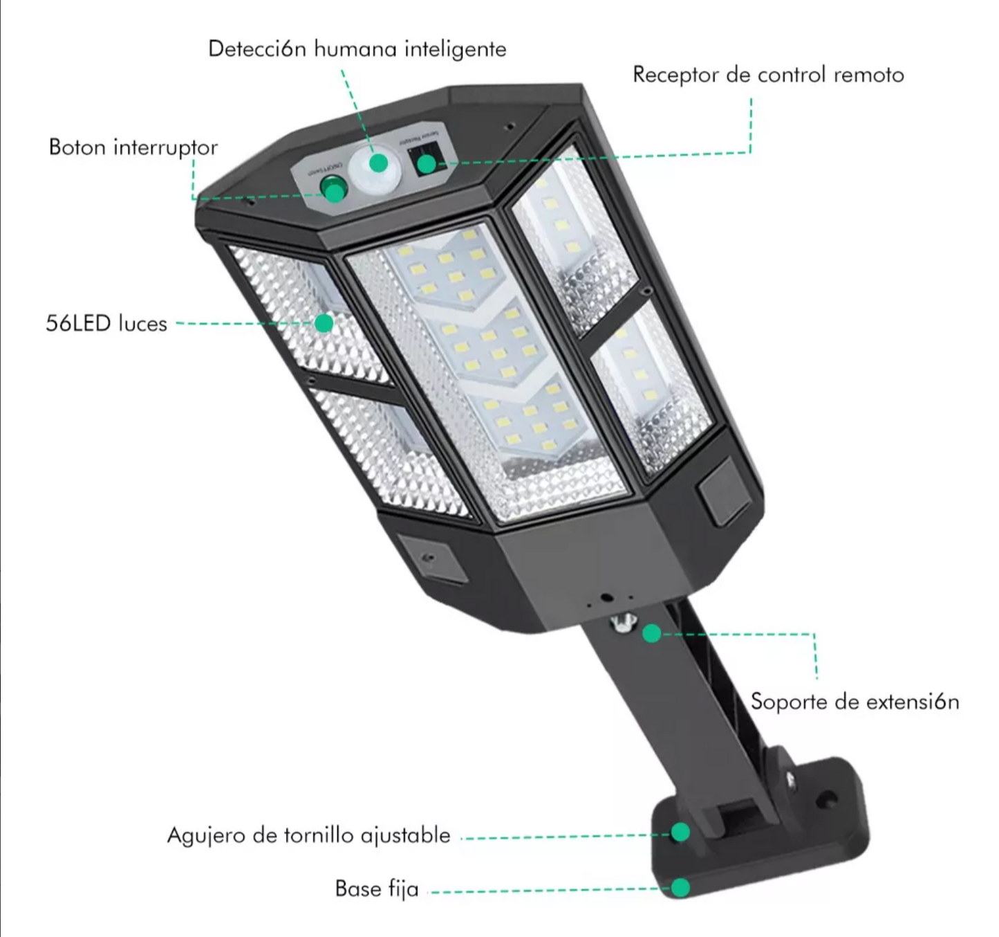 Lámpara luz de pared solar led Lumoku Aplique solar exterior 110V