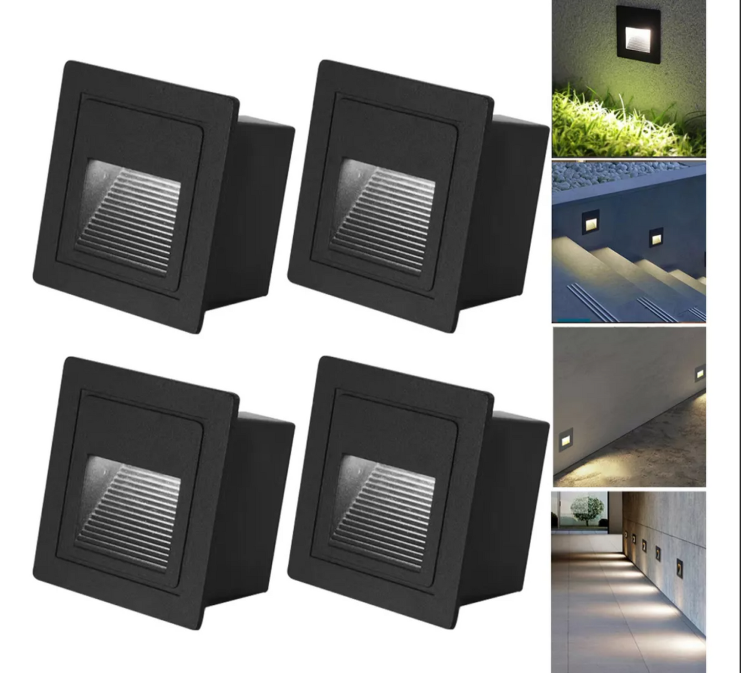 4lampara Led Escalera Pared Cortesía Empotrable Foco 3w Ip65