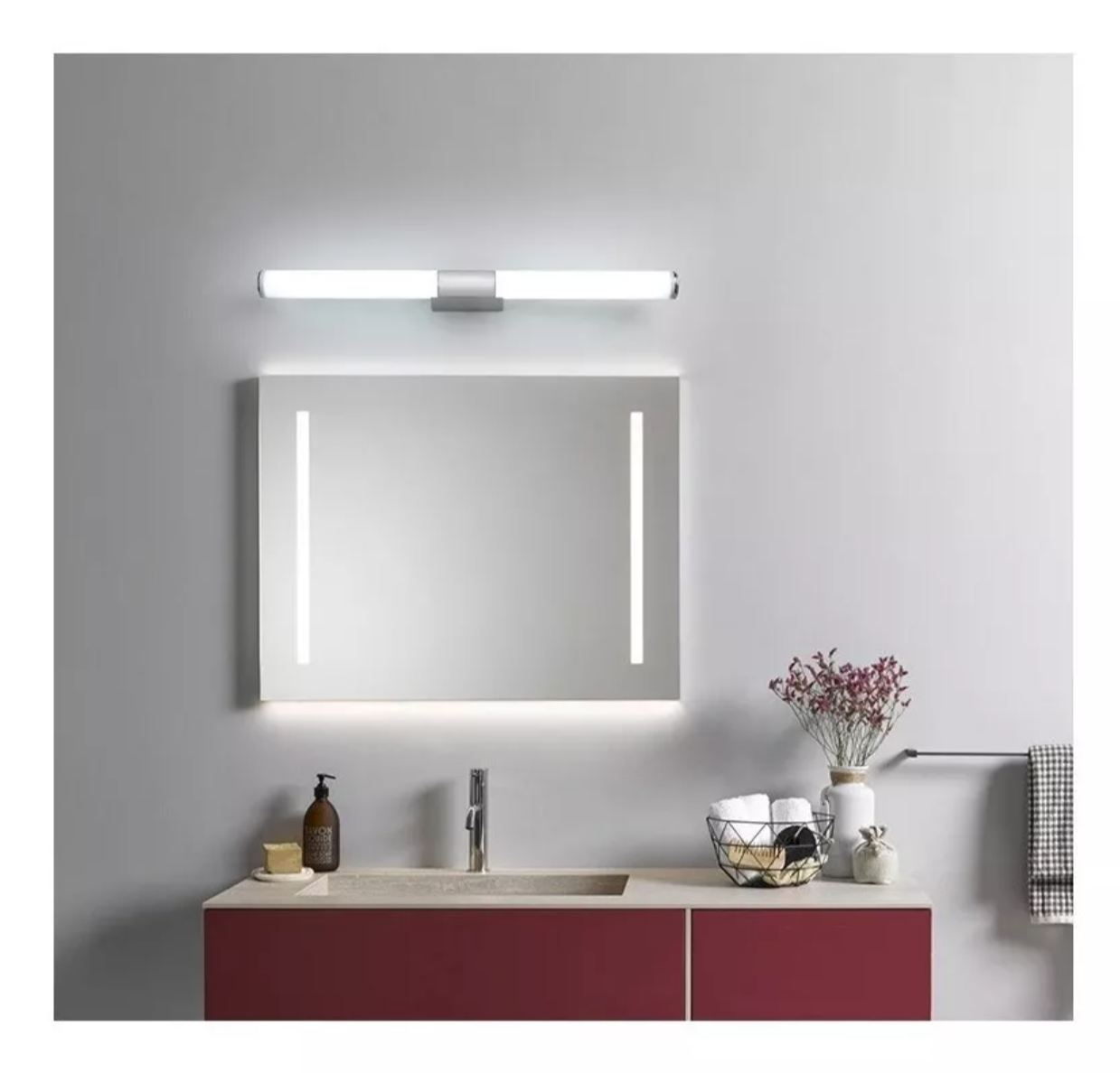 Lámpara Pared Espejo Baño Led, Luz Blanca Y Luz Cálida