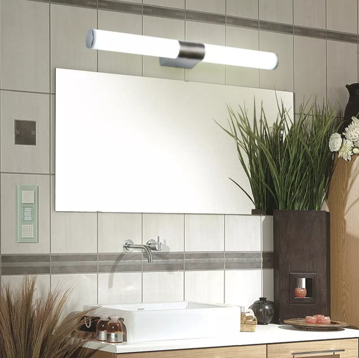 Lámpara Pared Espejo Baño Led, Luz Blanca Y Luz Cálida