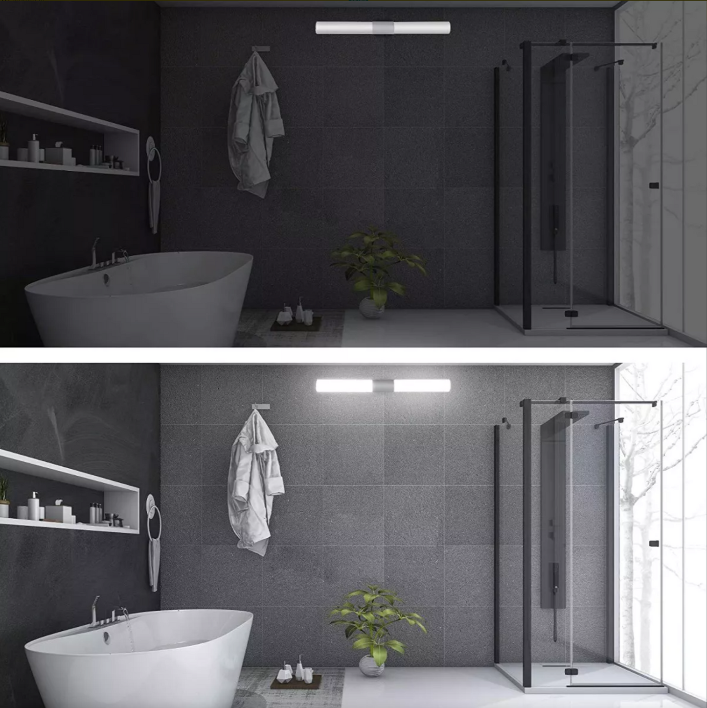 Lámpara Pared Espejo Baño Led, Luz Blanca Y Luz Cálida