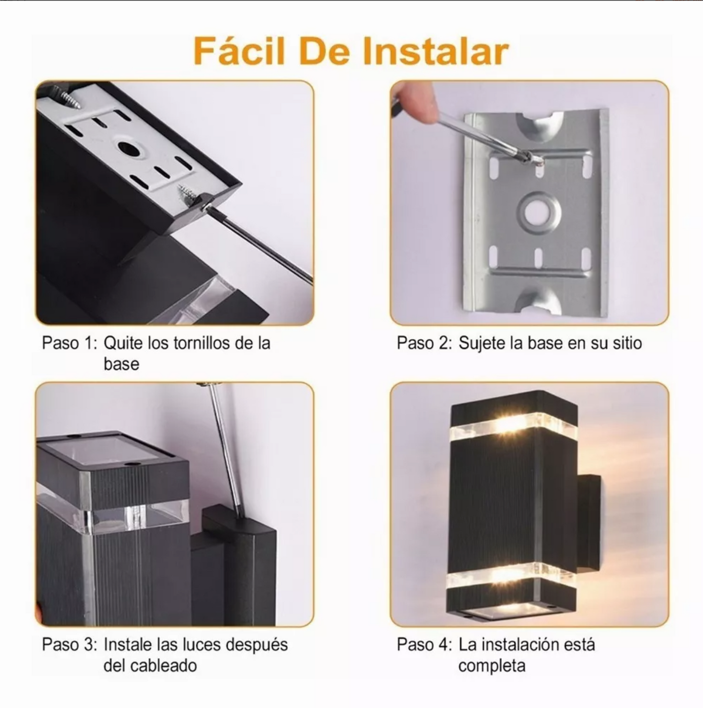 Lamparas De Pared Exterior Focos Led Moderna Luz Negra 2focs