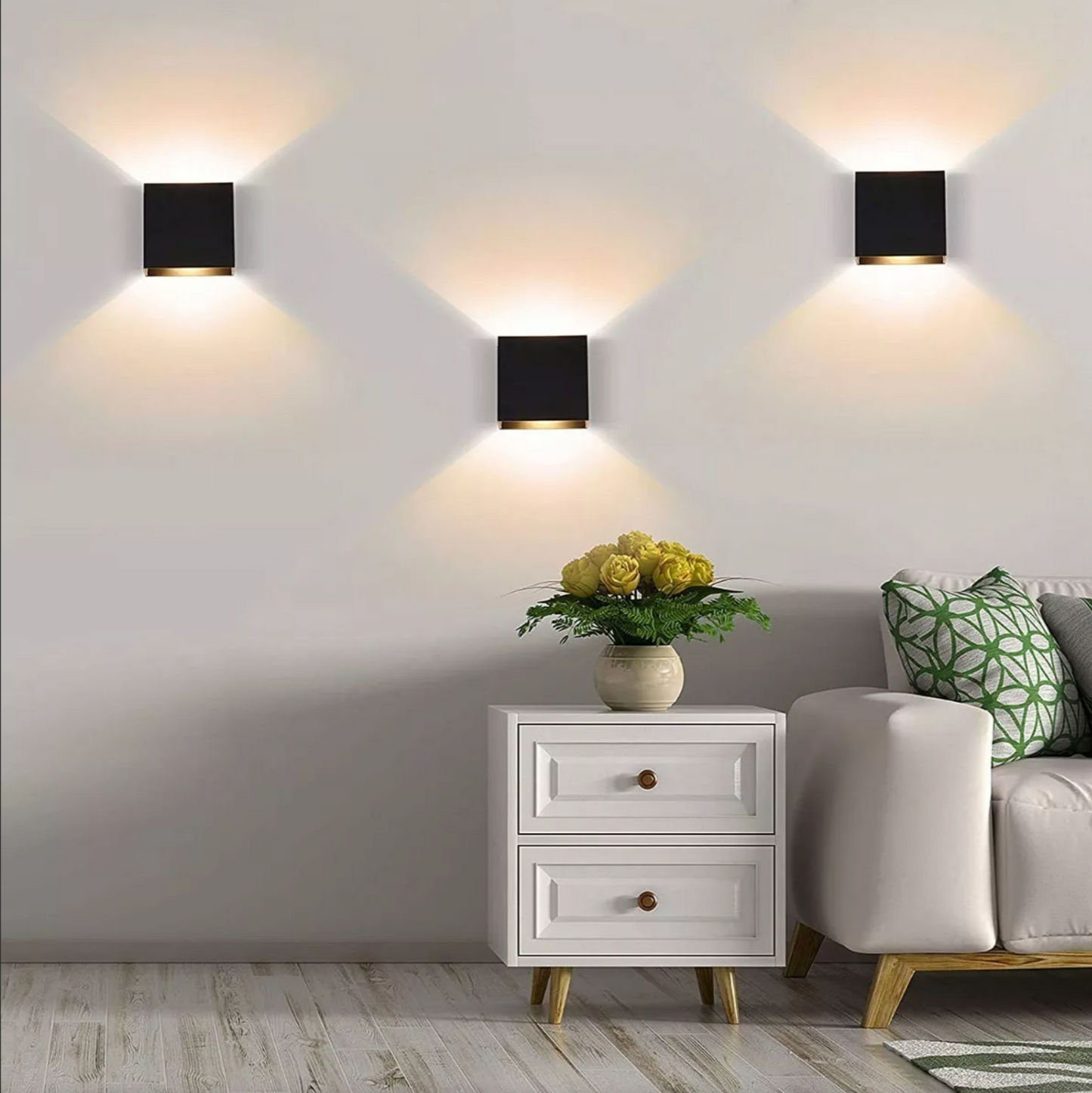 Lámpara Pared Arbotante Cubo Moderna Led6w Flotante Luz Spot Color Negro