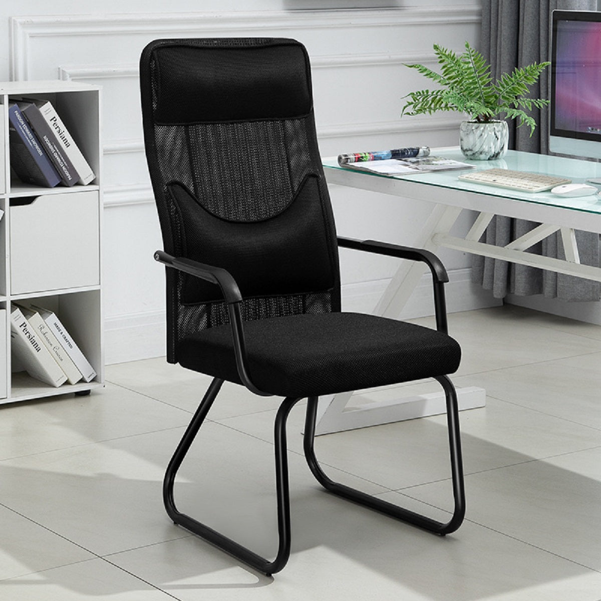 Silla de escritorio Silla para invitados Silla de oficina Silla para juegos Negro - oc74black