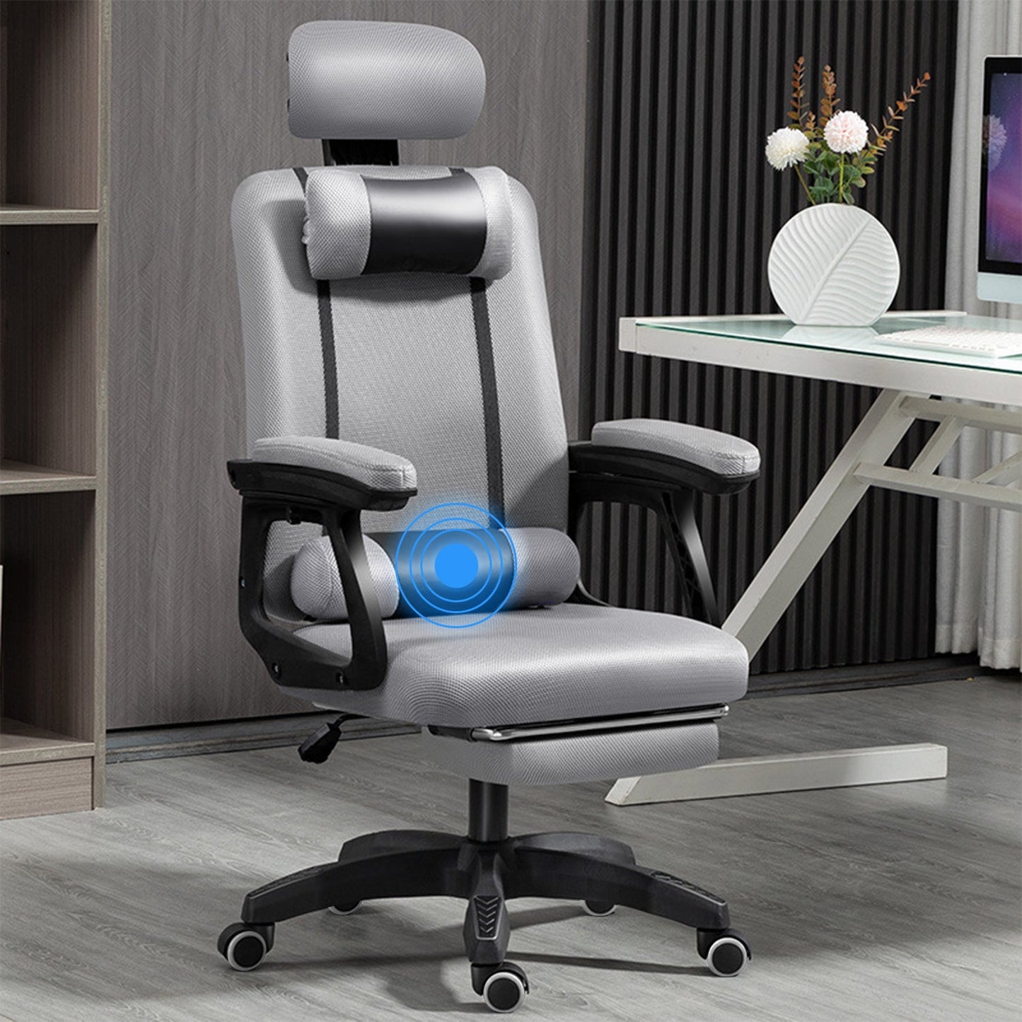 Office chair adjustable height computer chair swivel conference room chair with footrest