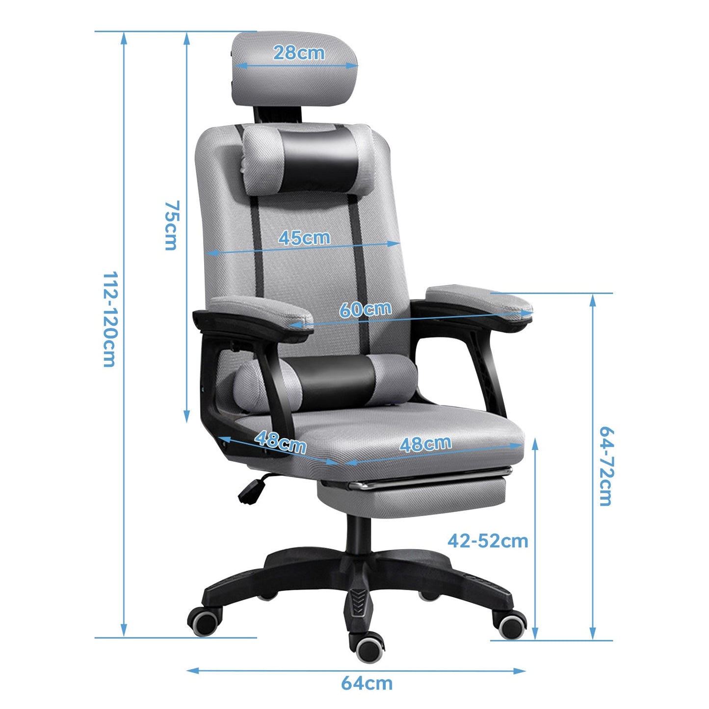 Office chair adjustable height computer chair swivel conference room chair with footrest