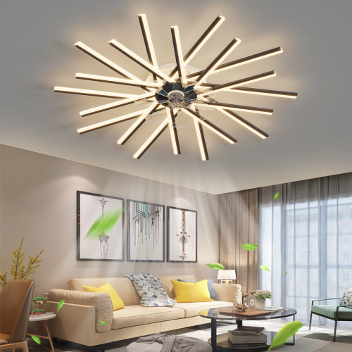 45Inches Ceiling Fan with Lights Remote Control Dimmable LED, 6 Gear Wind Speed Fan Light