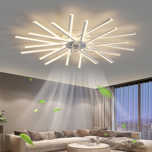 45Inches Ceiling Fan with Lights Remote Control Dimmable LED, 6 Gear Wind Speed Fan Light