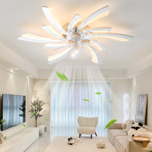 31Inches Ceiling Fan with Lights Remote Control Dimmable LED, 6 Gear Wind Speed Fan Light