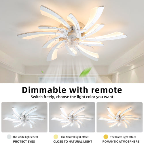 31Inches Ceiling Fan with Lights Remote Control Dimmable LED, 6 Gear Wind Speed Fan Light