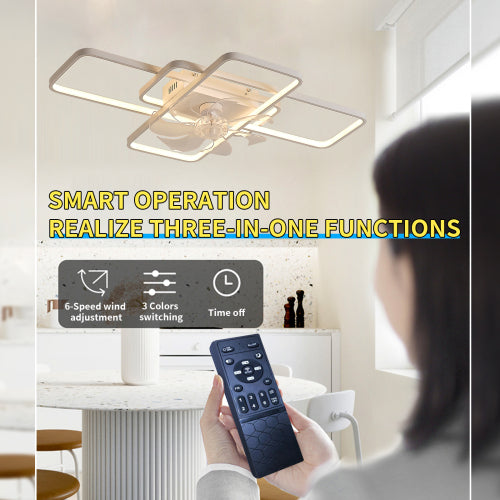 41Inches Ceiling Fan with Lights Remote Control Dimmable LED, 6 Gear Wind Speed Fan Light