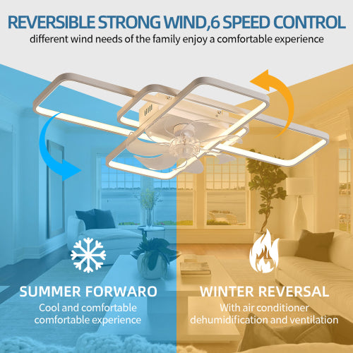 41Inches Ceiling Fan with Lights Remote Control Dimmable LED, 6 Gear Wind Speed Fan Light