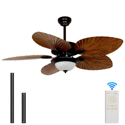 52 Inch Vintage Leaf Ceiling Fan with Lights