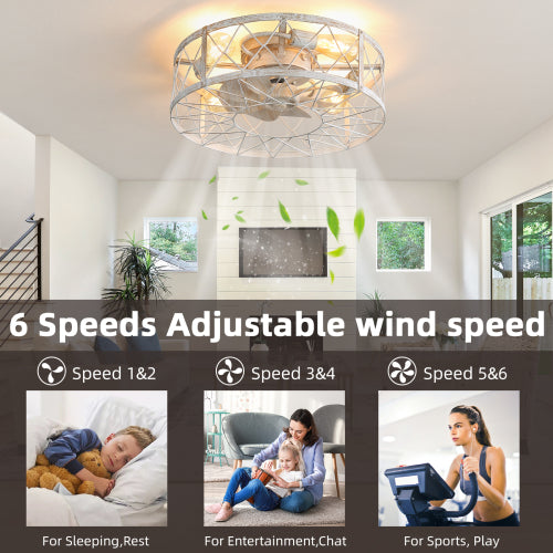 20Inches American Style Ceiling Fan with Lights , Monochromatic Lamp, Remote Control, 6 Gear Wind Speed Fan Light