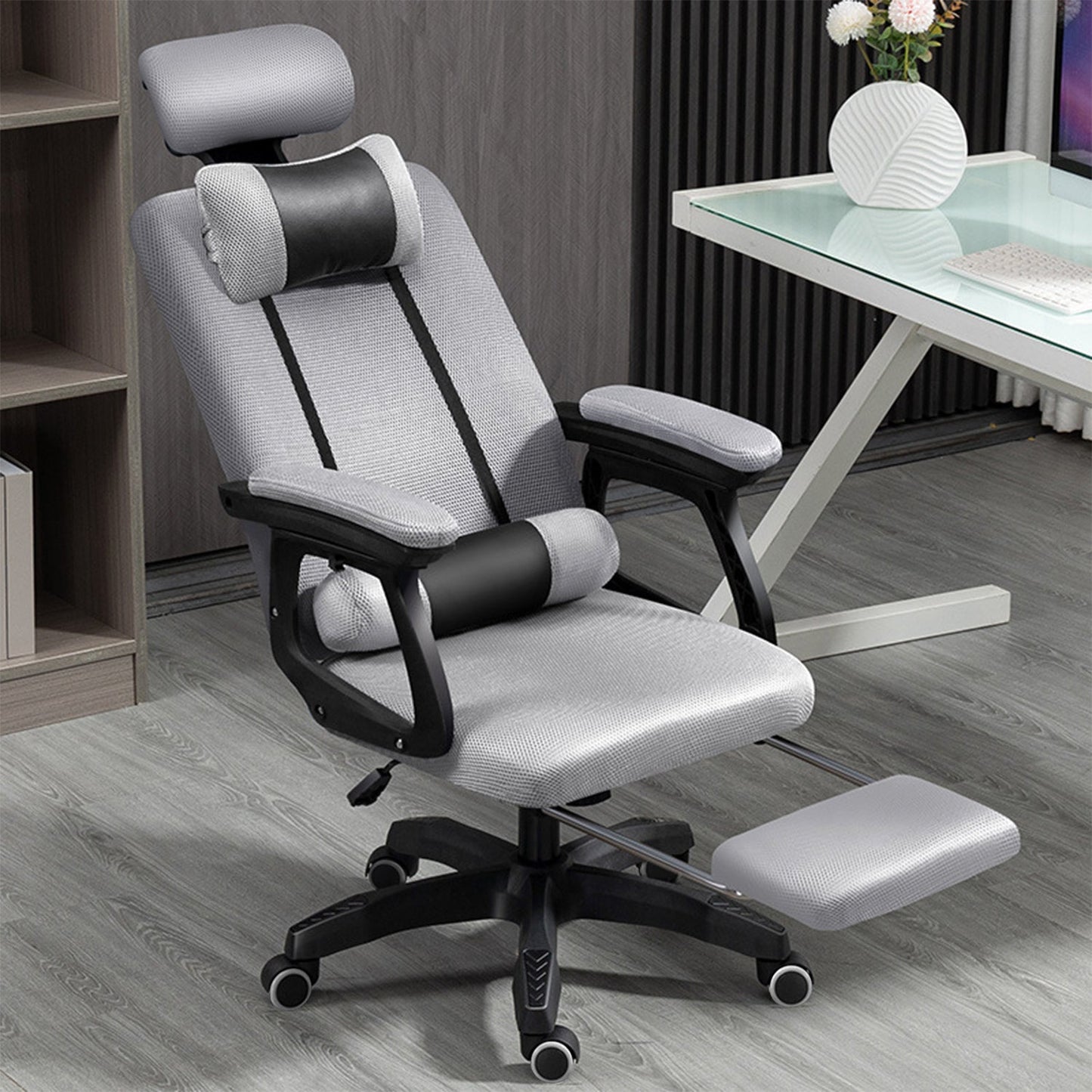 Office chair adjustable height computer chair swivel conference room chair with footrest