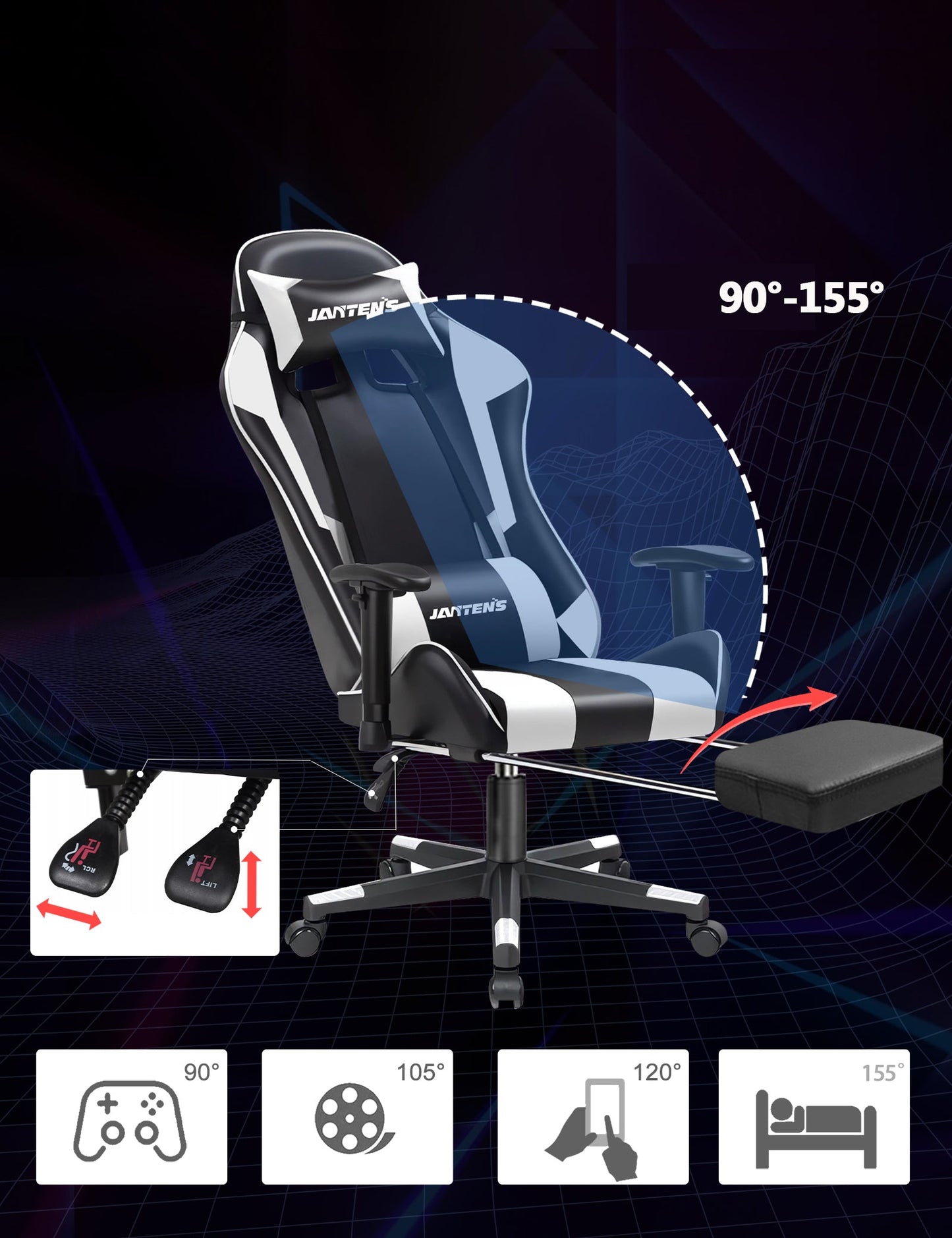 Silla Gaming con Pedal, Silla Gamer Ergonómica para Adultos, Silla de Cuero para PC de Oficina, Silla de Videojuegos Ajustable en Altura