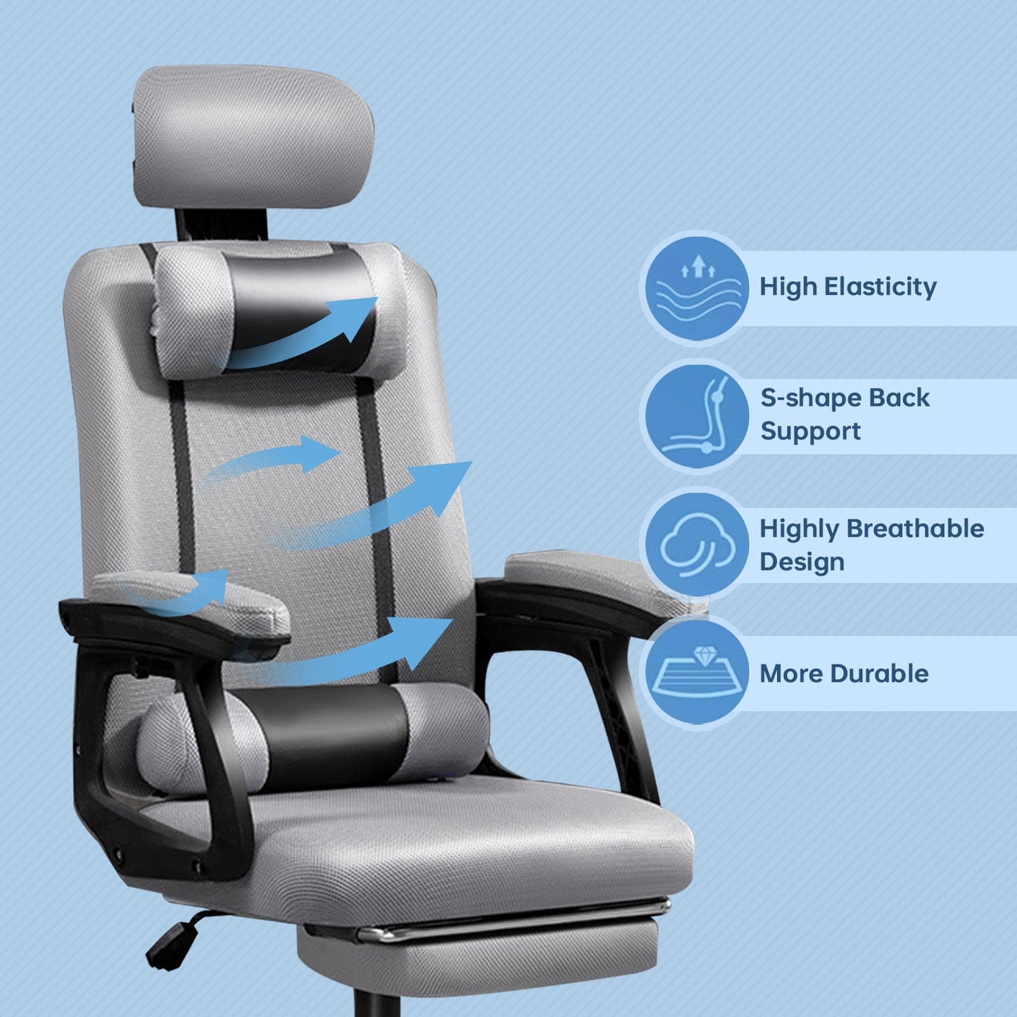 Office chair adjustable height computer chair swivel conference room chair with footrest