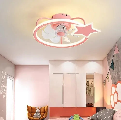 Lámpara de techo para habitación infantil Mute Cartoon Fan Light