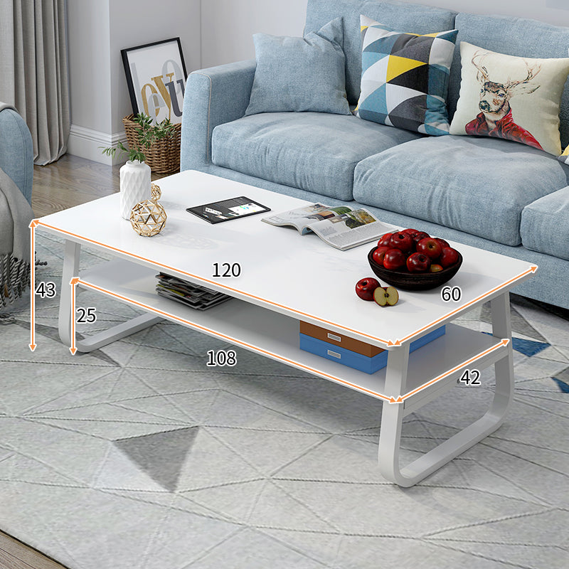 Coffee Table Open Shelf White 120x60x43 CM