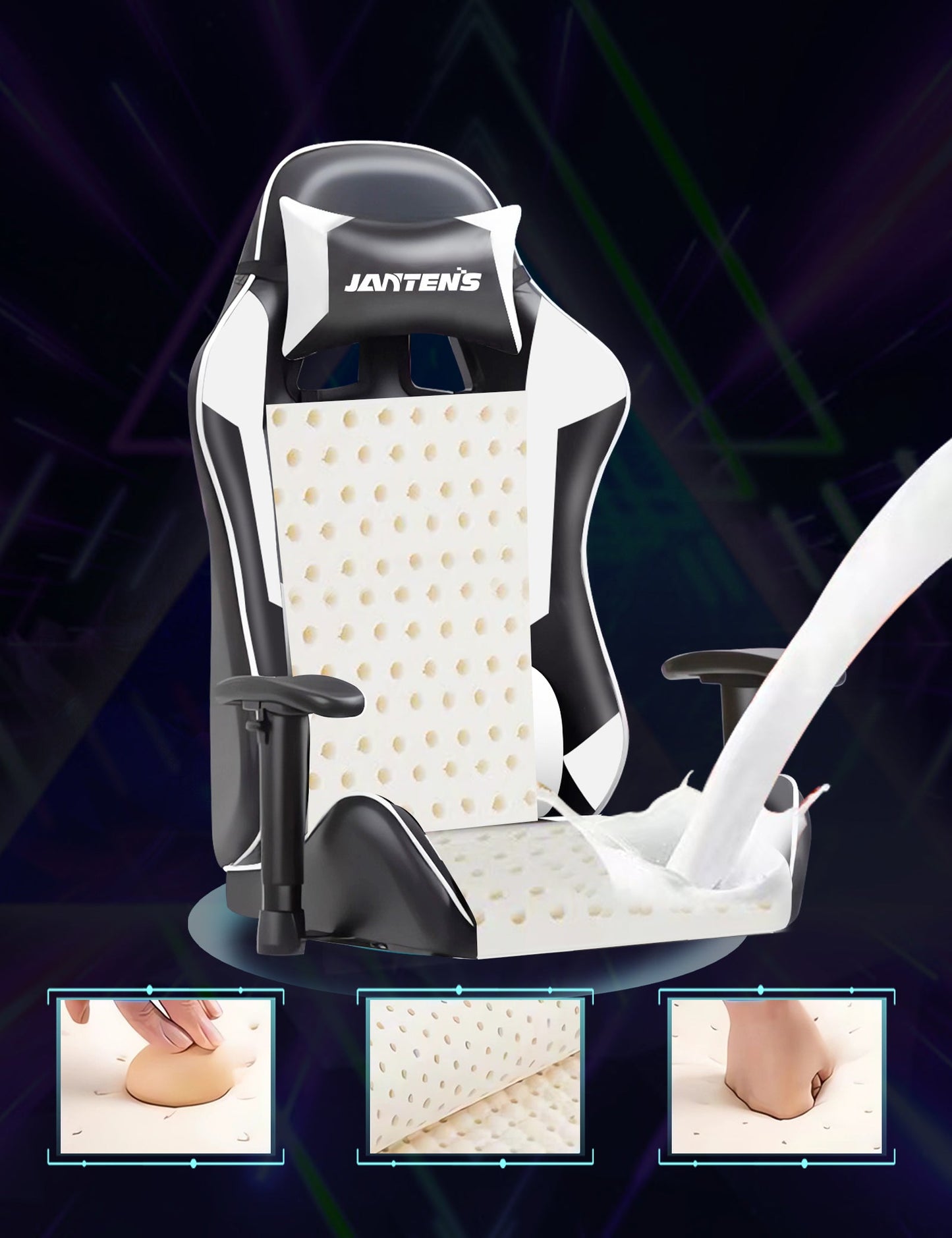 Silla Gaming con Pedal, Silla Gamer Ergonómica para Adultos, Silla de Cuero para PC de Oficina, Silla de Videojuegos Ajustable en Altura