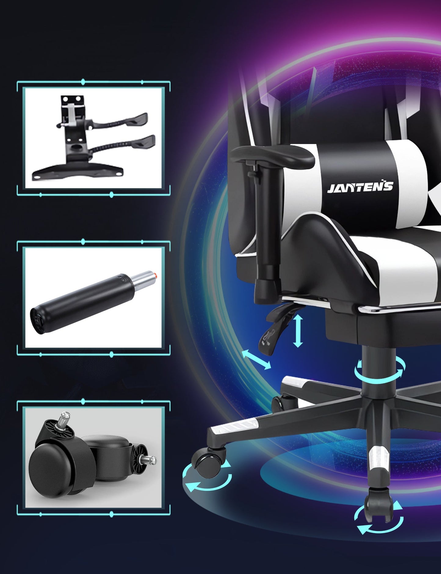 Silla Gaming con Pedal, Silla Gamer Ergonómica para Adultos, Silla de Cuero para PC de Oficina, Silla de Videojuegos Ajustable en Altura