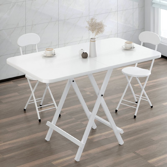 Juego de mesa y sillas de comedor plegable, 3 piezas, color blanco, 120 x 74 x 60 cm