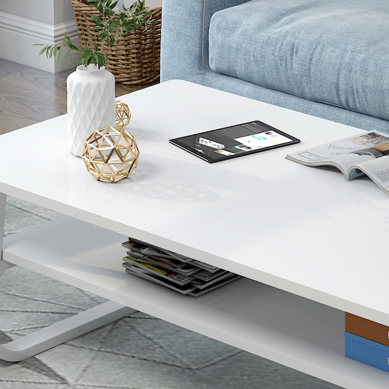 Coffee Table Open Shelf White 120x60x43 CM