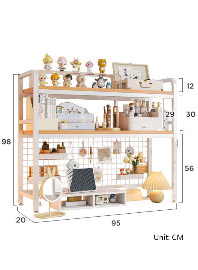 Double Layer Study Desk Bookshelf