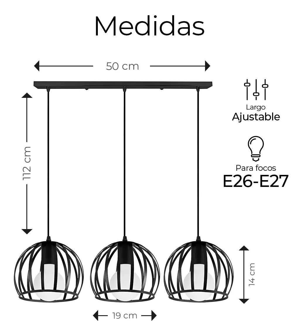 Lámpara Colgante De Techo Vintage Metal Ajustable Moderna