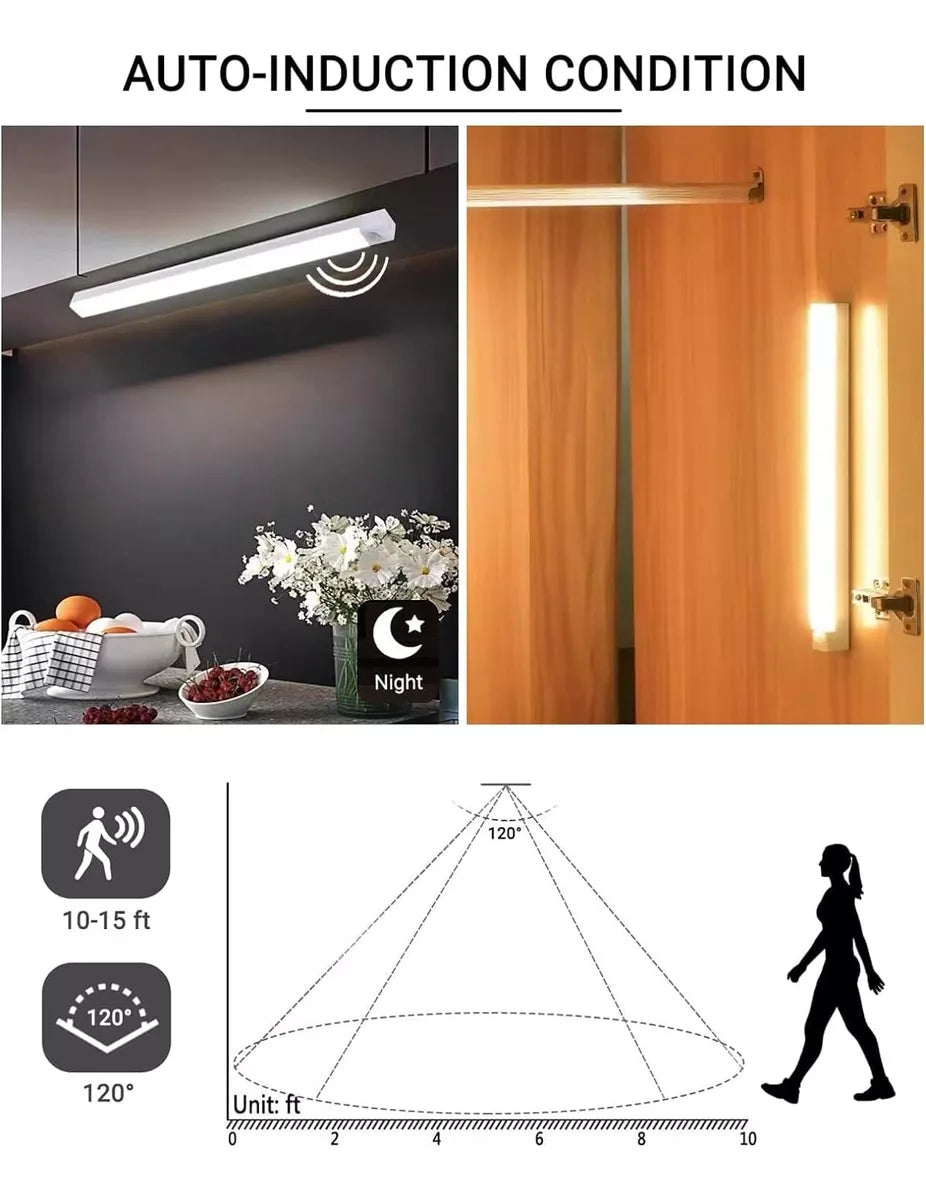 Con Sensor Movimiento Luz De Led Clóset Usb 3 Piezas