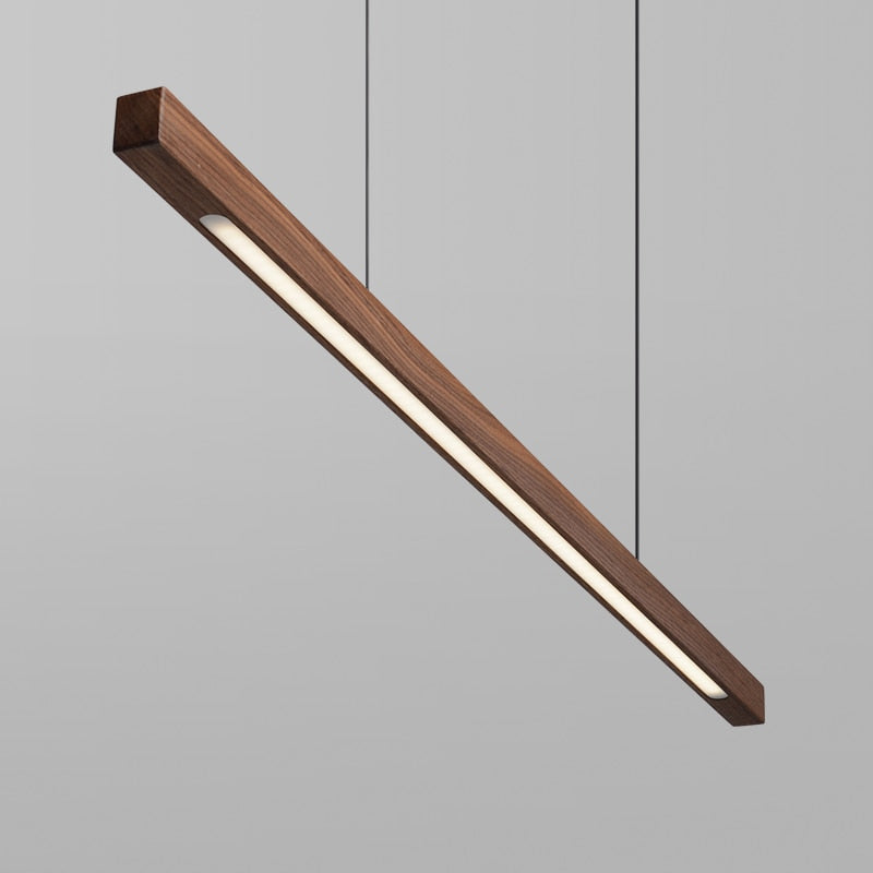 Lights of Scandinavia - Lind - Modern long hanging dining room pendant light ala Nordic style. Will also make a good fit for office areas, restaurants and bars. Pine wood or black walnut Use the included remote to change color temperature between cold, neutral and warm light.