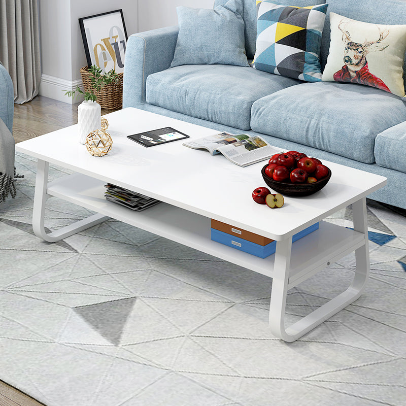 Coffee Table Open Shelf White 120x60x43 CM