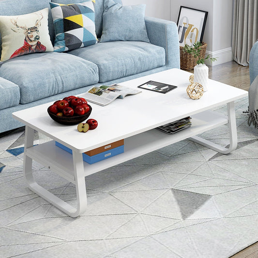 Coffee Table Open Shelf White 120x60x43 CM