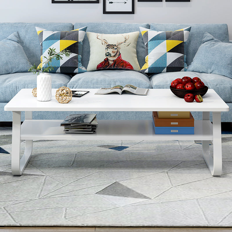 Coffee Table Open Shelf White 120x60x43 CM