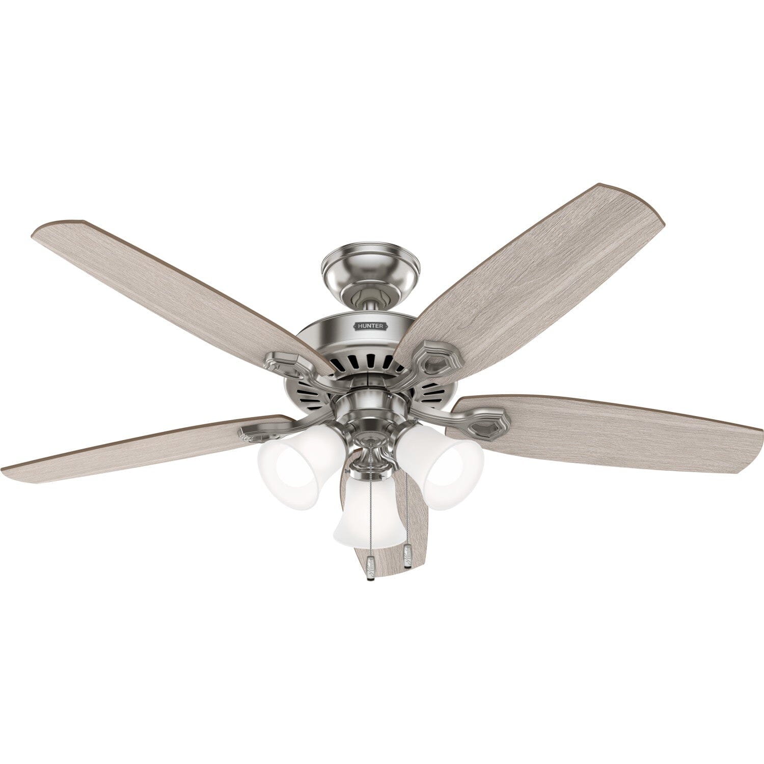 Builder ENERGY STAR DC with Light 52 inch Ceiling Fans Hunter Brushed Nickel - Light Gray Oak 