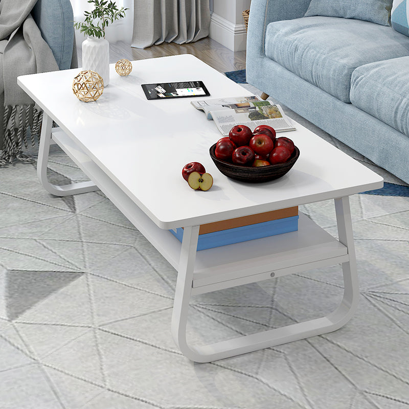 Coffee Table Open Shelf White 120x60x43 CM