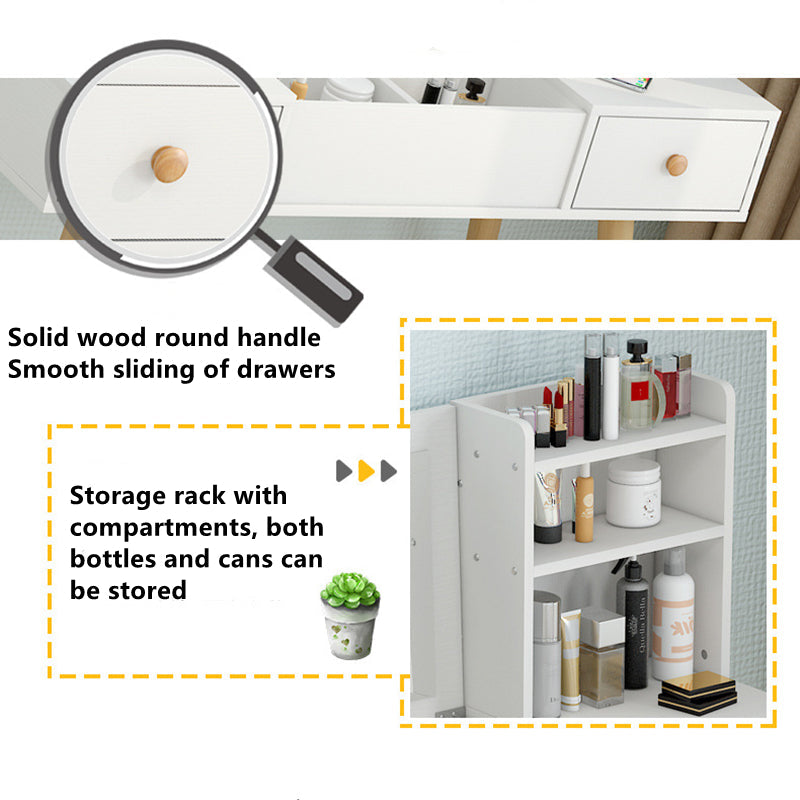 Dresser With Mirror Vanities Table Make Up Organizer Drawers White 80x40x75 CM