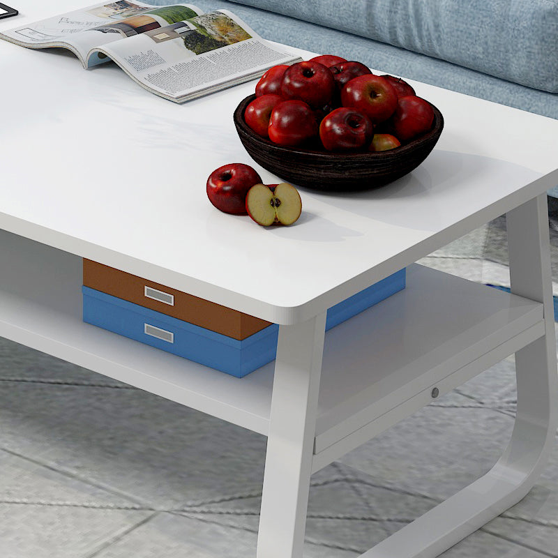 Coffee Table Open Shelf White 120x60x43 CM