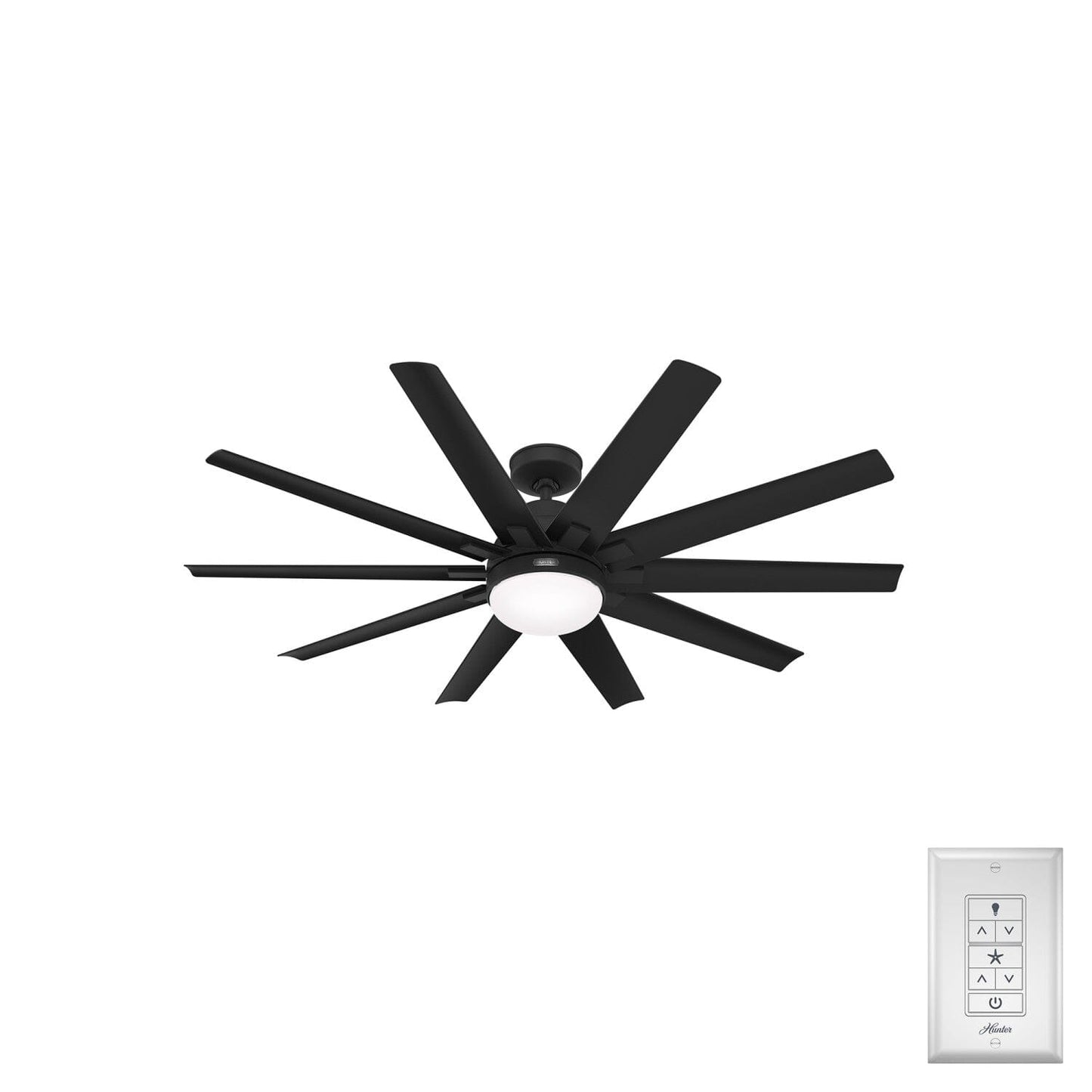 Overton Outdoor ENERGY STAR with LED Light 60 inch Ceiling Fans Hunter Matte Black - Matte Black 