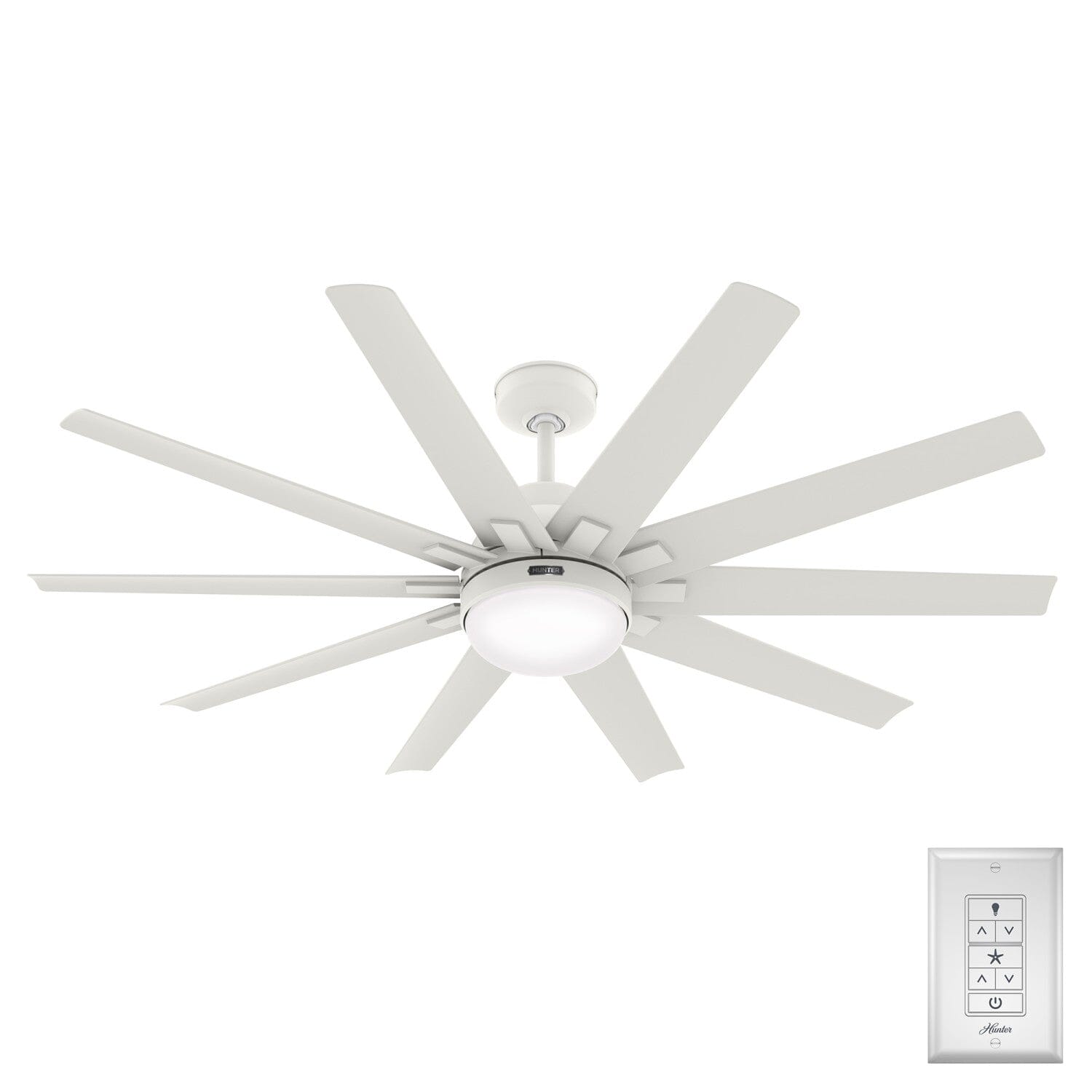 Overton Outdoor ENERGY STAR with LED Light 60 inch Ceiling Fans Hunter Matte White - Matte White 