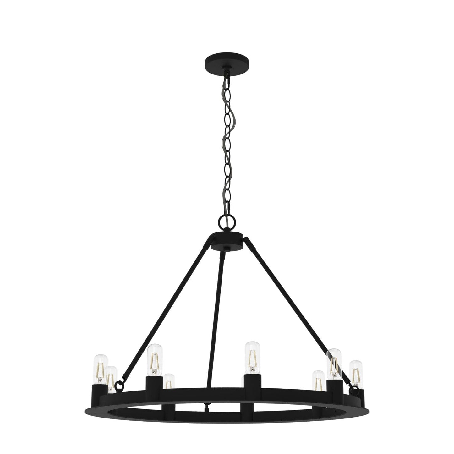 Saddlewood 9 Light Chandelier Lighting Hunter Natural Black Iron - None 