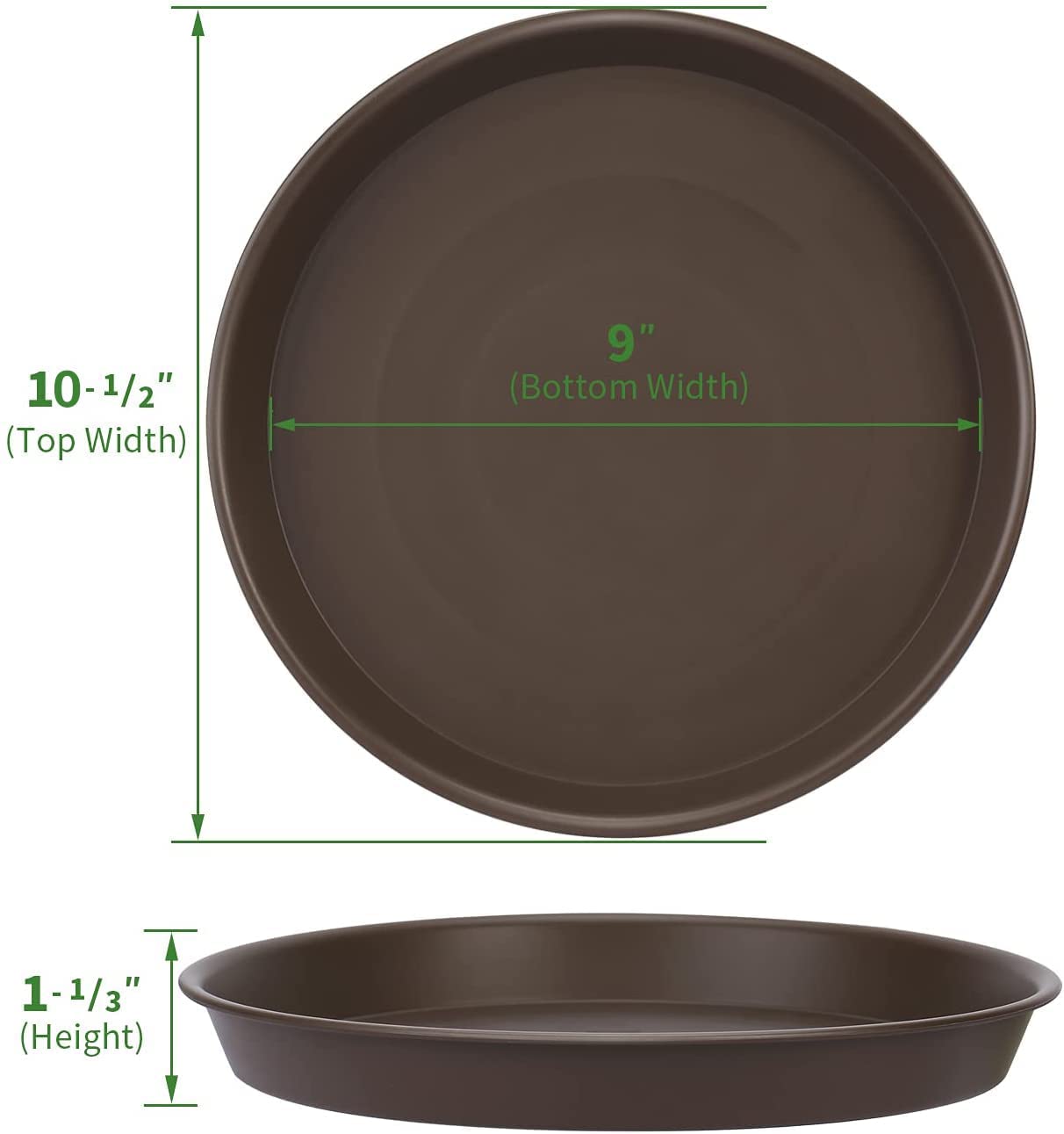 JOYSEUS Plant Saucer - 12 inch - 4 Pack Durable Plastic Plant Tray for Plant Pots, Thick Plant Saucer for Indoor & Outdoor Plants. (Brown)